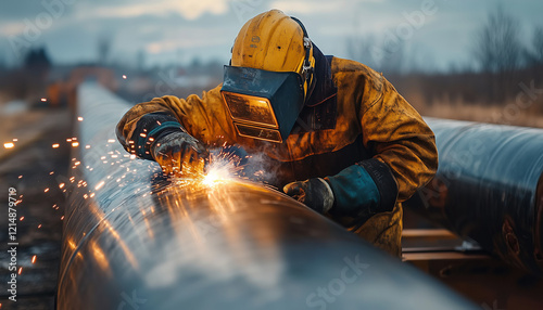 welder working on a pipeline