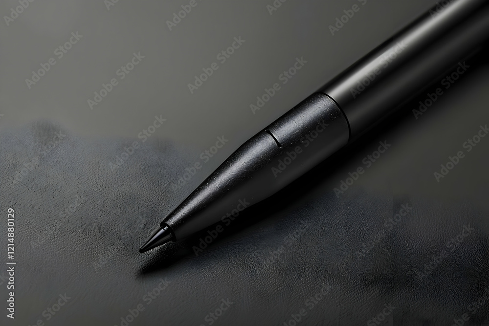 Close-Up of Elegant Black Pen on Textured Dark Surface with Subtle Lighting Close-Up of Elegant Black Pen on Textured Dark Surface with Subtle Lighting
