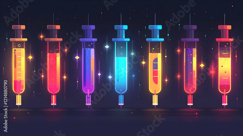 Colorful Syringes Filled wi...