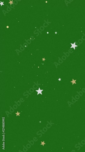 冬の夜空に降るパーティクルとゴールドの星のアニメーション。縦長背景素材。