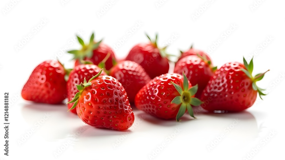 half-cleaned strawberries isolated on a pure white background half-cleaned strawberries isolated on a pure white background