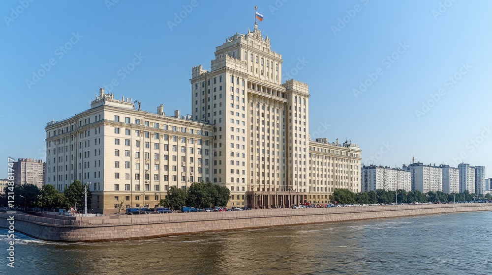 Obraz premium Riverfront Ministry Building, Moscow, sunny day, cityscape