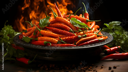 Fresh Red Chili Peppers Ste...