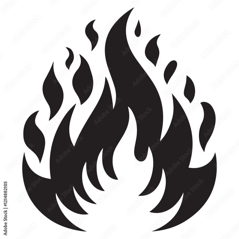 fire icon silhouette vector illustration on a white background. fire icon silhouette vector illustration on a white background.