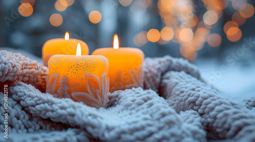 Three Lit Candles on a Knit...
