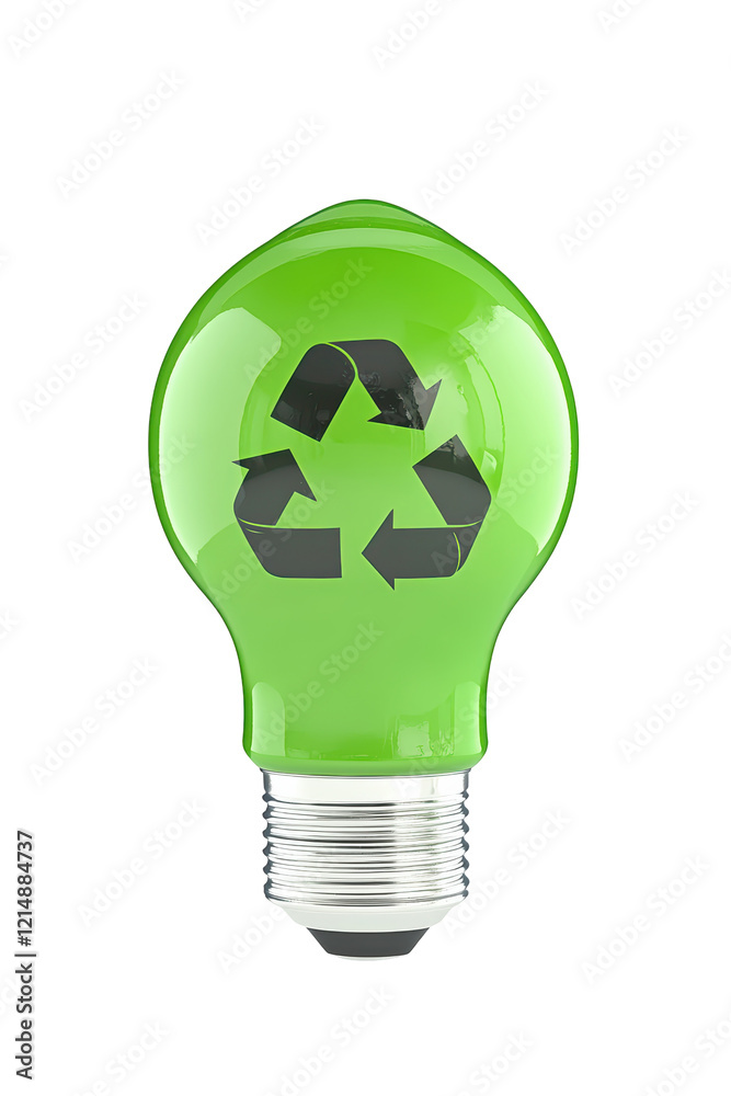 Isolated Green Light Bulb with Recycle Symbol Isolated Green Light Bulb with Recycle Symbol