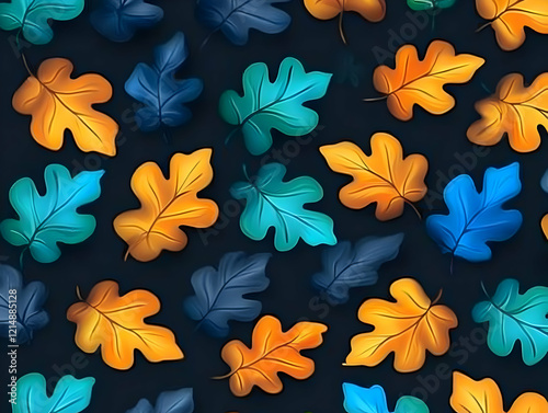 Colorful Oak Leaves Seamles...
