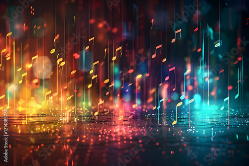 Colorful Musical Notes Fall...