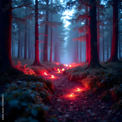 Enchanting Neon Forest A Vibrant Abstract Composition