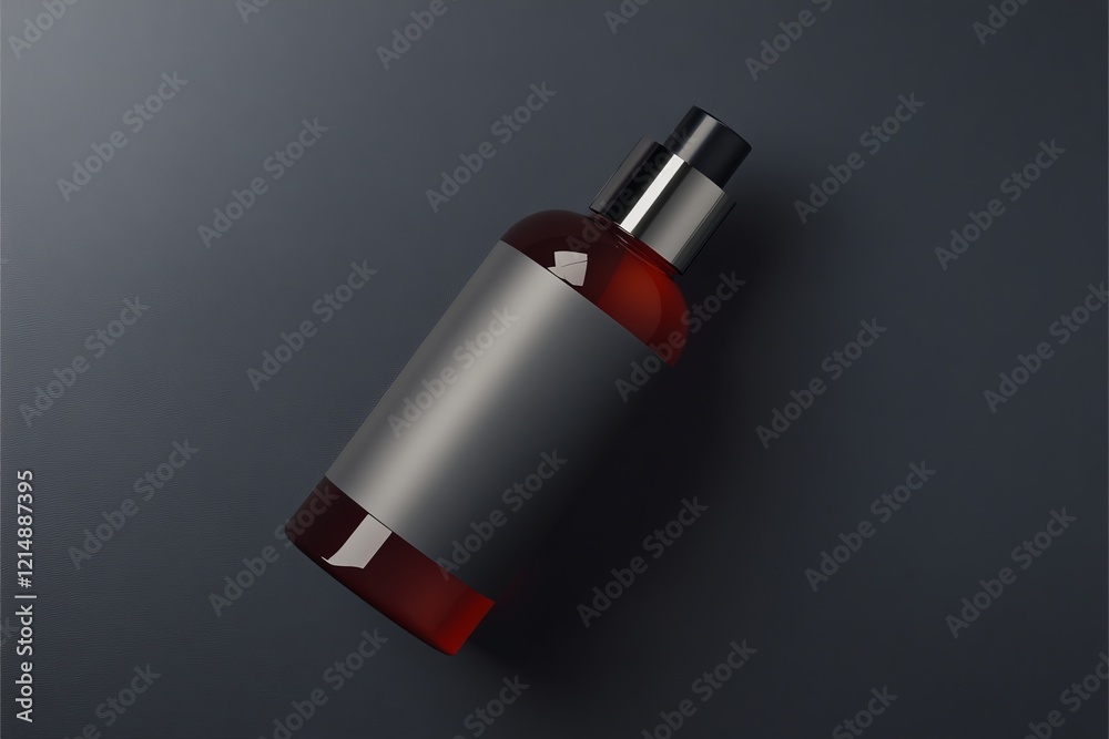Elegant amber bottle with minimalist design on dark textured surface showcasing modern packaging Elegant amber bottle with minimalist design on dark textured surface showcasing modern packaging