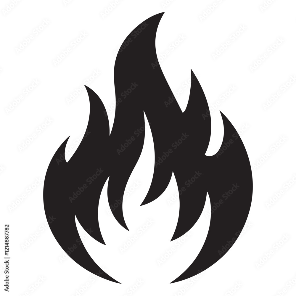 fire icon silhouette vector illustration on a white background. fire icon silhouette vector illustration on a white background.