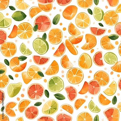 Citrus Fruit Slices and Lea...