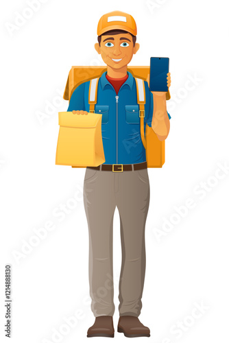 delivery young man courier service vector illustration isolated on white background
