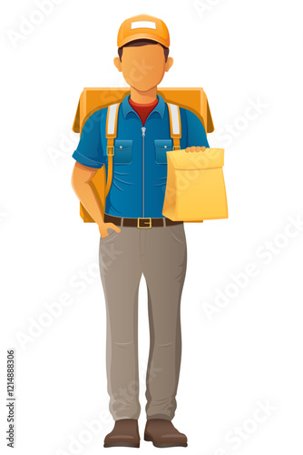 delivery young man courier service vector illustration isolated on white background