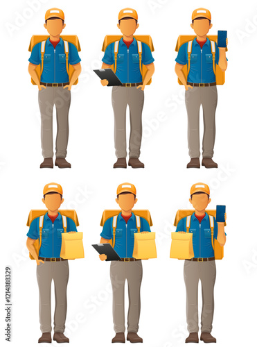 delivery young man courier service vector illustration isolated on white background