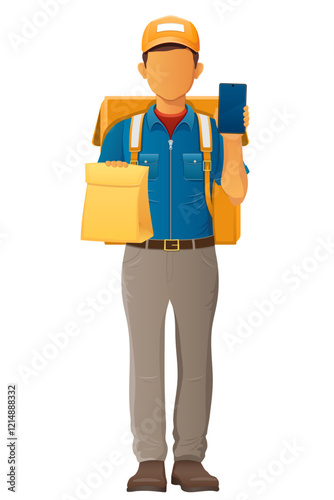 delivery young man courier service vector illustration isolated on white background