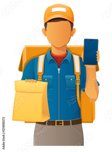delivery young man courier service vector illustration isolated on white background