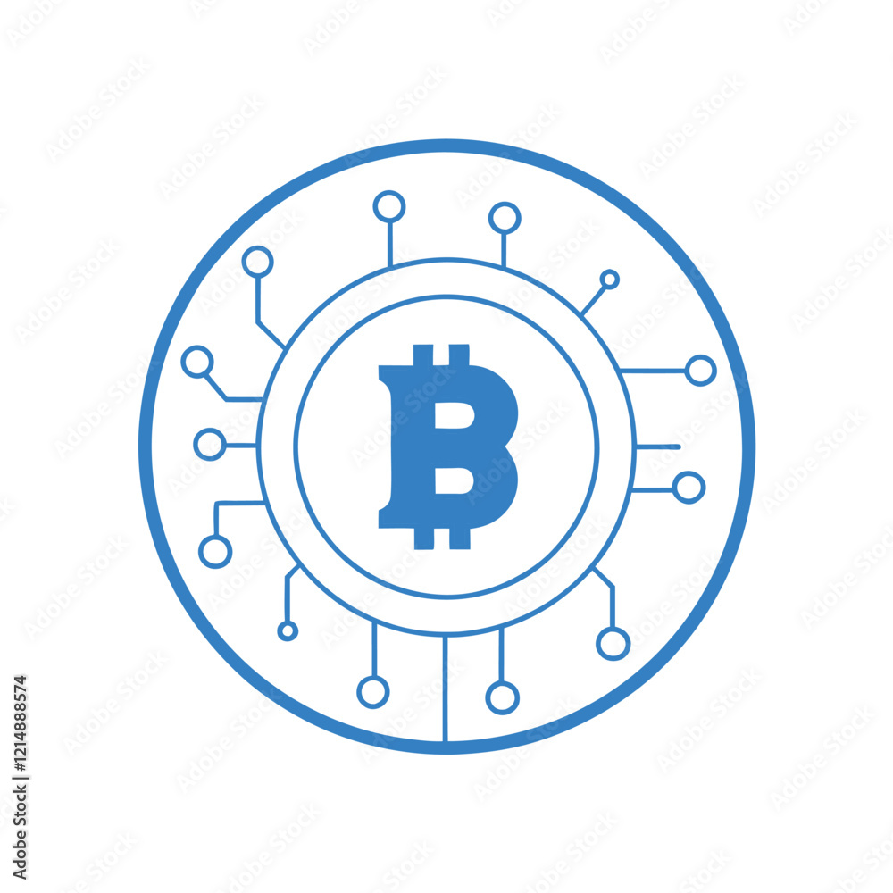 bitcoin with digital background vector illustration