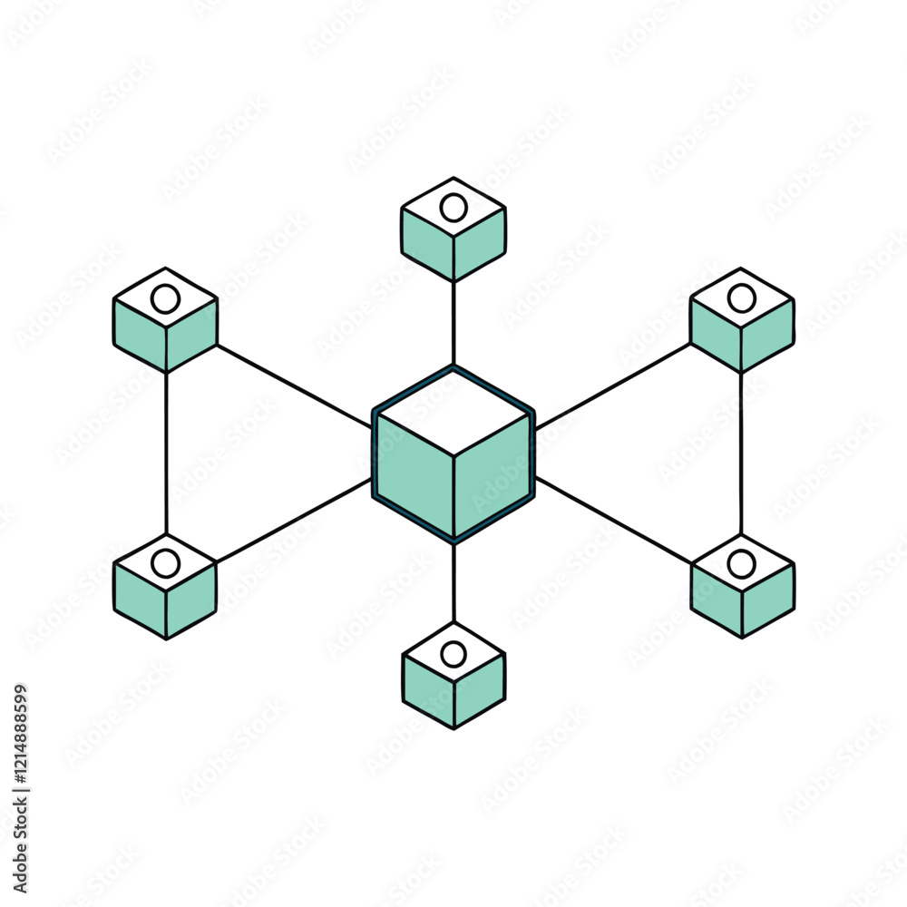 blockchain network with interconnected nodes vector illustration blockchain network with interconnected nodes vector illustration