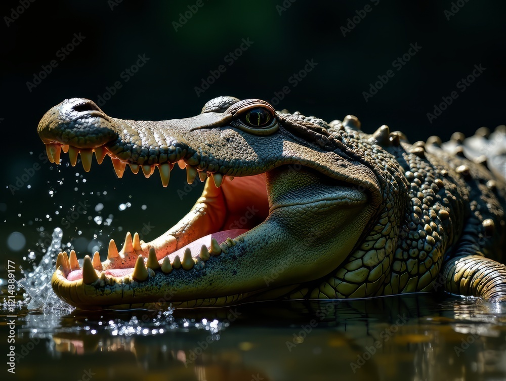 Fototapeta premium Thai Crocodile Trainer's Amazing Jaws Stunt