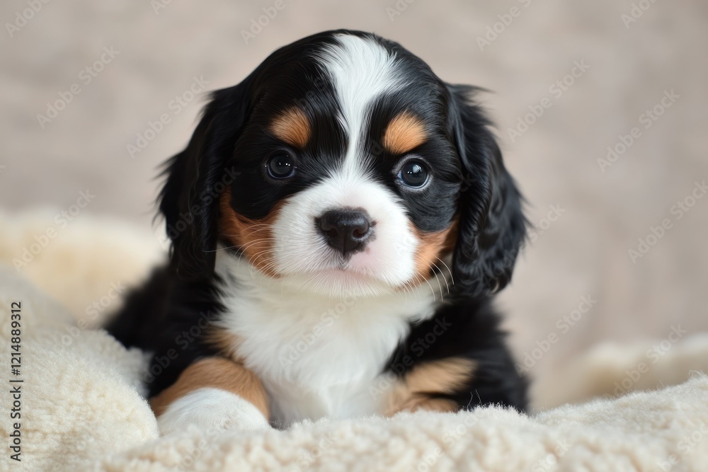 Charming Cavalier King Charles Spaniel Puppy Resting Charming Cavalier King Charles Spaniel Puppy Resting