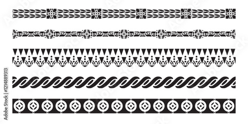 Border with style Art Deco ornament seamless set.