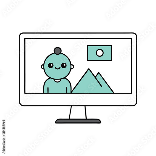 NFT Artwork on a Screen Vector Illustration