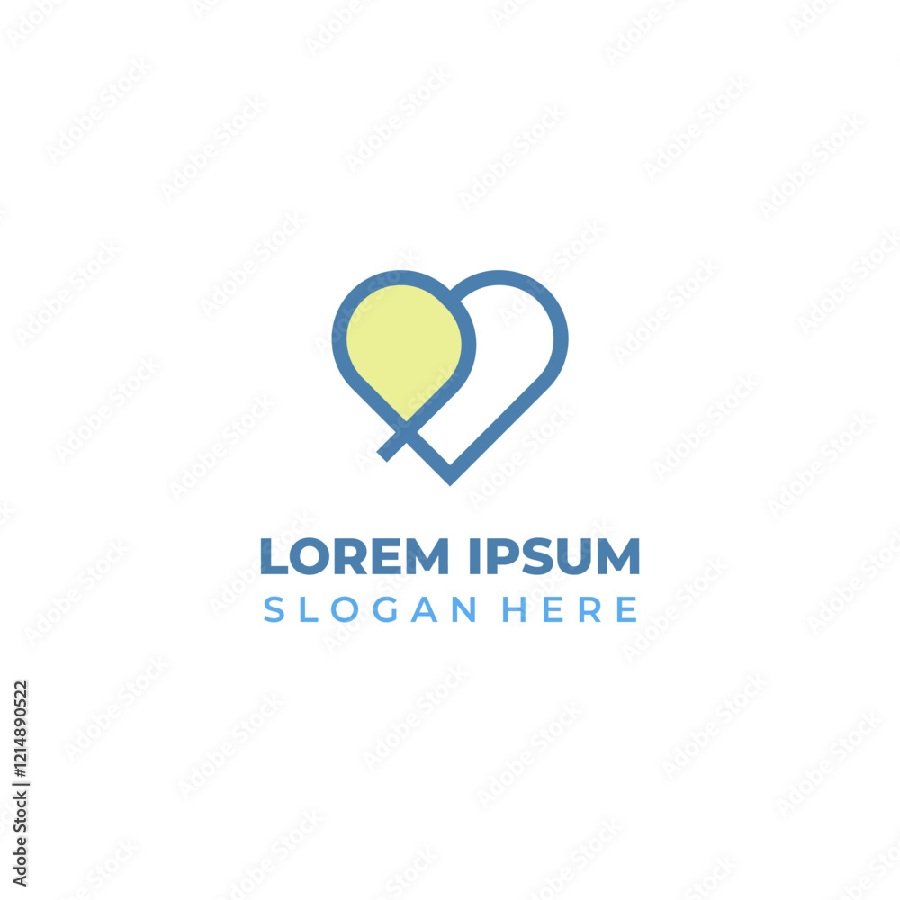 Vector health logo in heart shape, combination of lineart and shape styles Vector health logo in heart shape, combination of lineart and shape styles