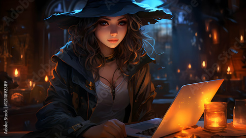 A sorceress researches spel...