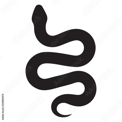 Wallpaper Mural snake icon, snake vector silhouette, curved snake animal design illustration, black reptile graphic symbol, dangerous wild snake outline logo Torontodigital.ca