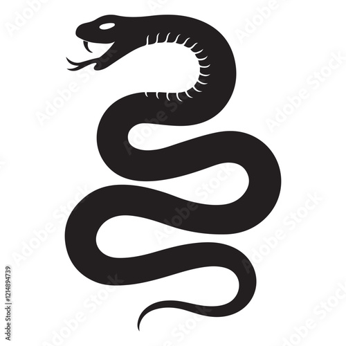 Wallpaper Mural snake icon, snake vector silhouette, curved snake animal design illustration, black reptile graphic symbol, dangerous wild snake outline logo Torontodigital.ca