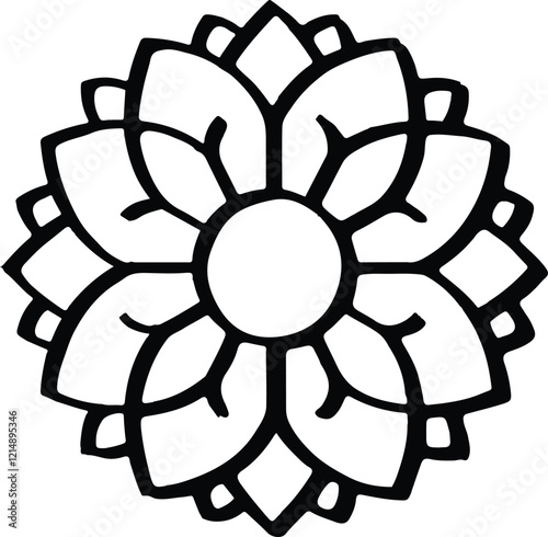 Mandala silhouette vector on a white background, mandala design for coloring book, vector mandala design