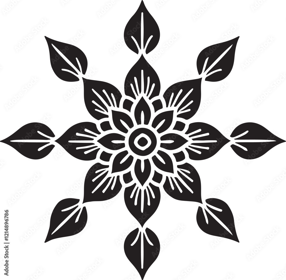 Fototapeta premium Mandala silhouette vector on a white background, mandala design for coloring book, vector mandala design