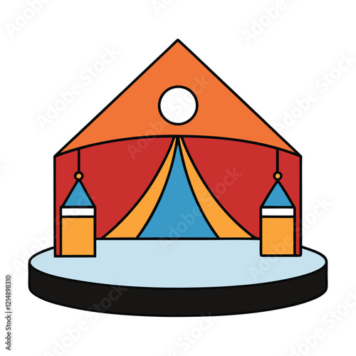 Theater Stage with Spotlight Vector Illustration