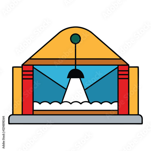 Theater Stage with Spotlight Vector Illustration