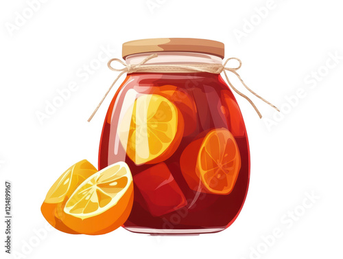 Isolated Jar of Sangria with Orange Slices