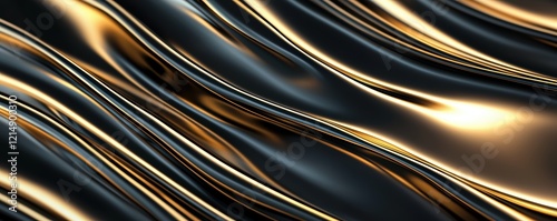 High-resolution metallic background featuring a smooth gradient from gold to black with a polished, reflective texture for added depth photo