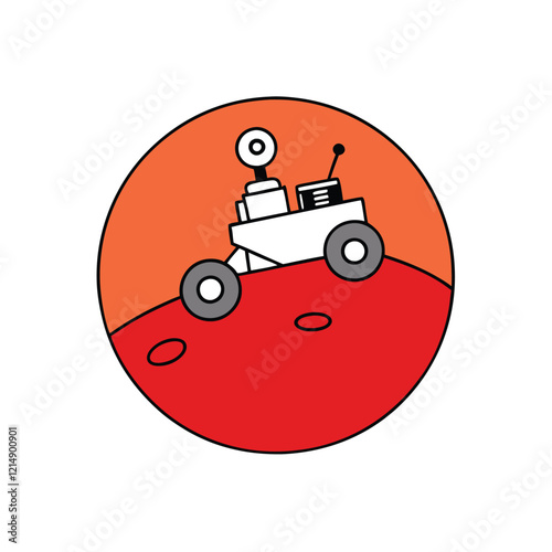 Mars Rover Exploring a Red Planet Vector Illustration
