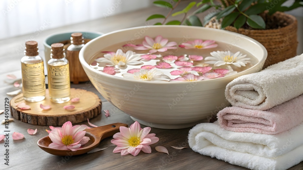 Spa Day Relaxing Flowers Oils and Towels Spa Day Relaxing Flowers Oils and Towels