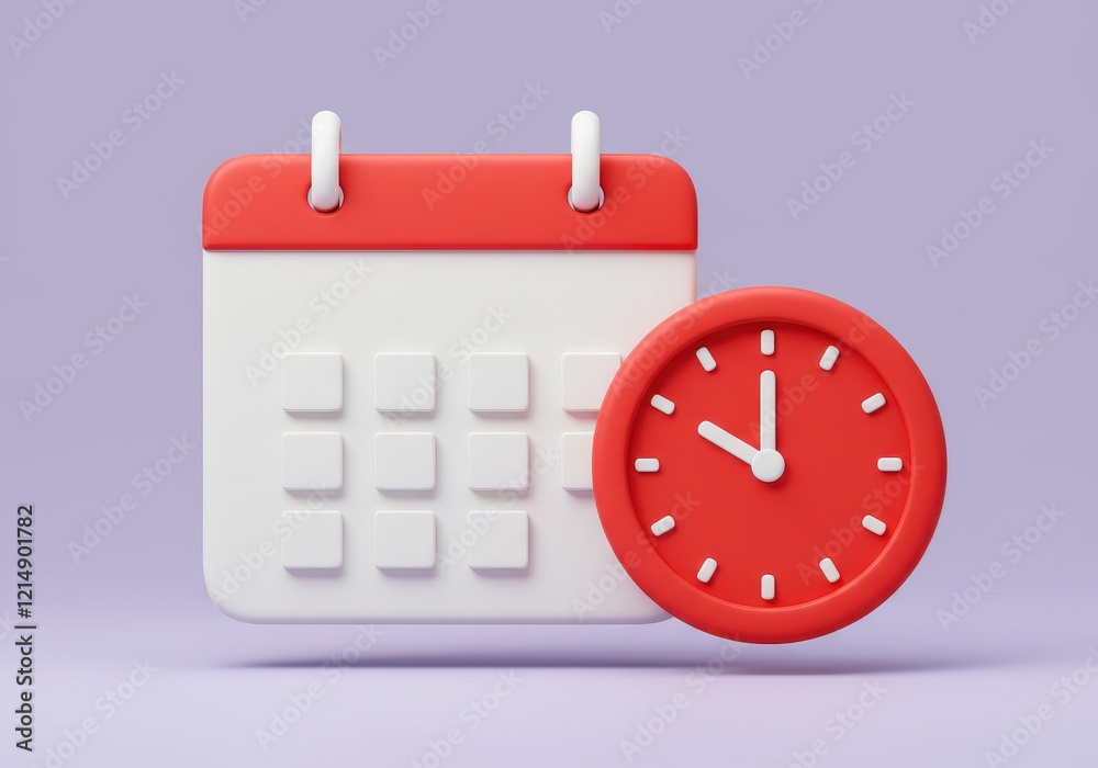 A 3D illustration of a red and white calendar A 3D illustration of a red and white calendar