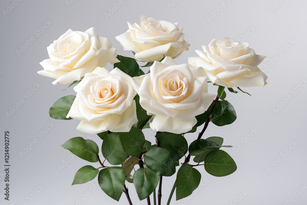 Fototapeta premium White Roses on a Clean Minimalist Background