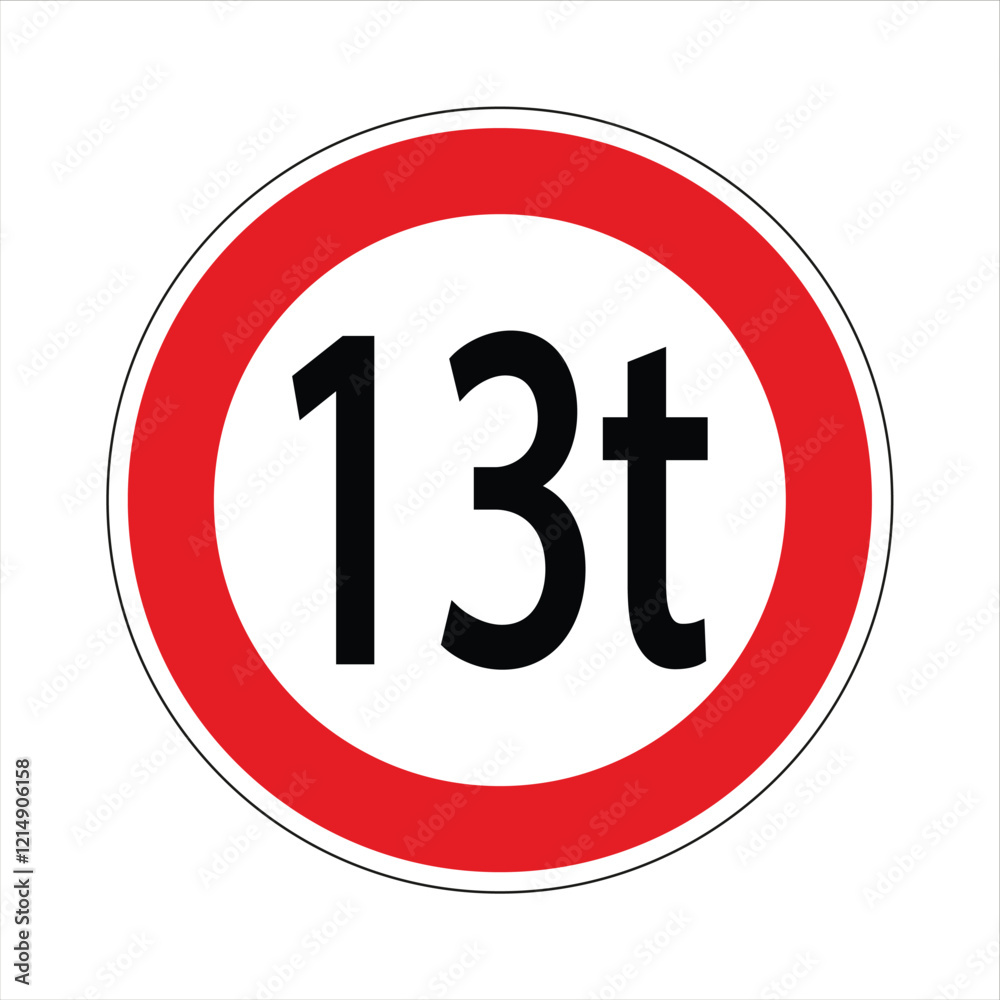 Round road sign indicating a weight limit for passing vehicles Round road sign indicating a weight limit for passing vehicles