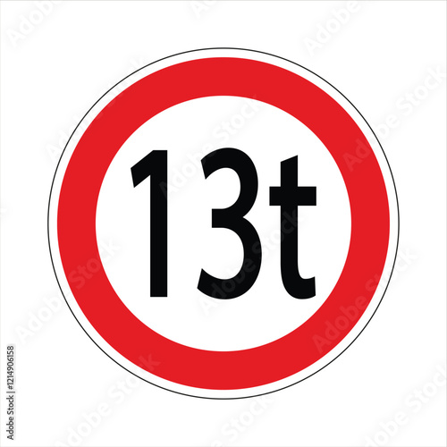 Round road sign indicating a weight limit for passing vehicles