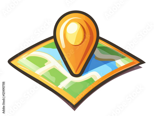 Isolated Orange Location Pin on Map