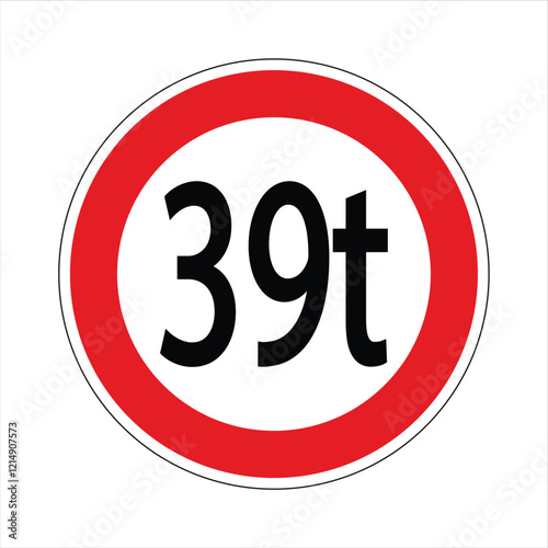 Wallpaper Mural Regulatory road sign indicating a weight restriction for vehicles exceeding 39 tons, promoting road safety and infrastructure preservation Torontodigital.ca