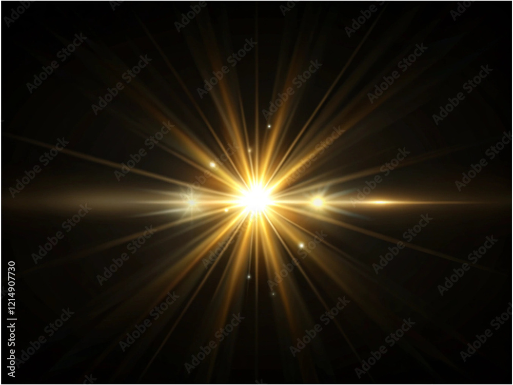 Fototapeta premium Light Flare on Black Background Radiant Starburst Effect for Graphic Design 