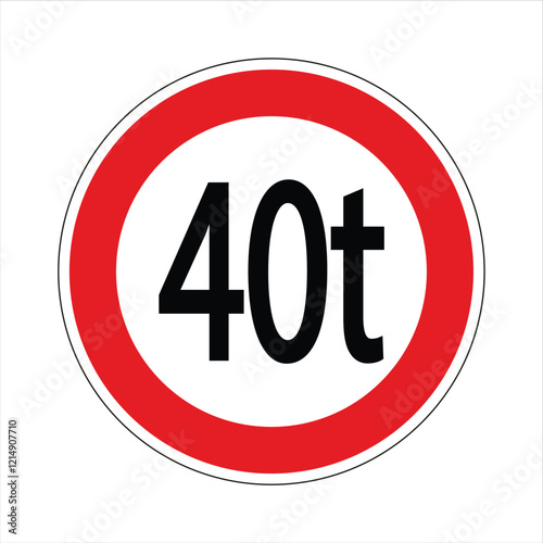 Regulatory road sign indicating a weight restriction for vehicles exceeding 40 tons, promoting road safety and infrastructure preservation