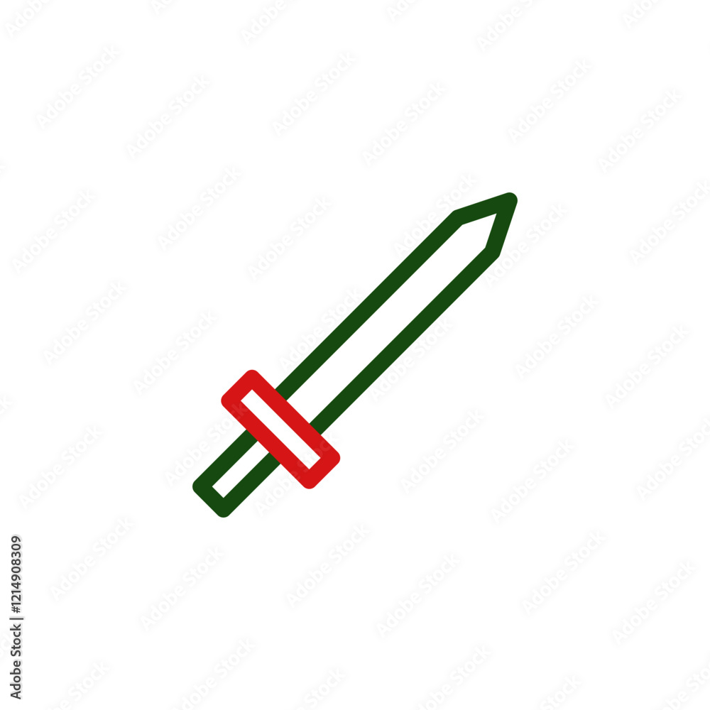 Sword Icon Simple Outline Green and Red Sword Icon Simple Outline Green and Red