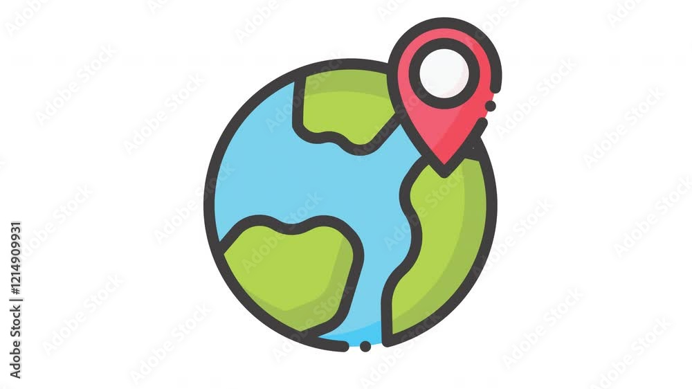 animated location on earth Icon Colored line, 4K Illustration animated icon on Transparent background alpha channel animated location on earth Icon Colored line, 4K Illustration animated icon on Transparent background alpha channel