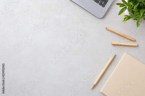 Wallpaper Mural Eco-Friendly Office Supplies Flat Lay, Bamboo Pen, Recycled Notebook, Sustainable Workspace Essentials, Green Living Torontodigital.ca